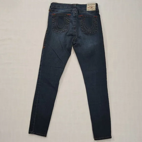 True Religion Halle Super Skinny Jeans Womens Size 31 Mid Rise Denim Blue - Picture 2 of 16